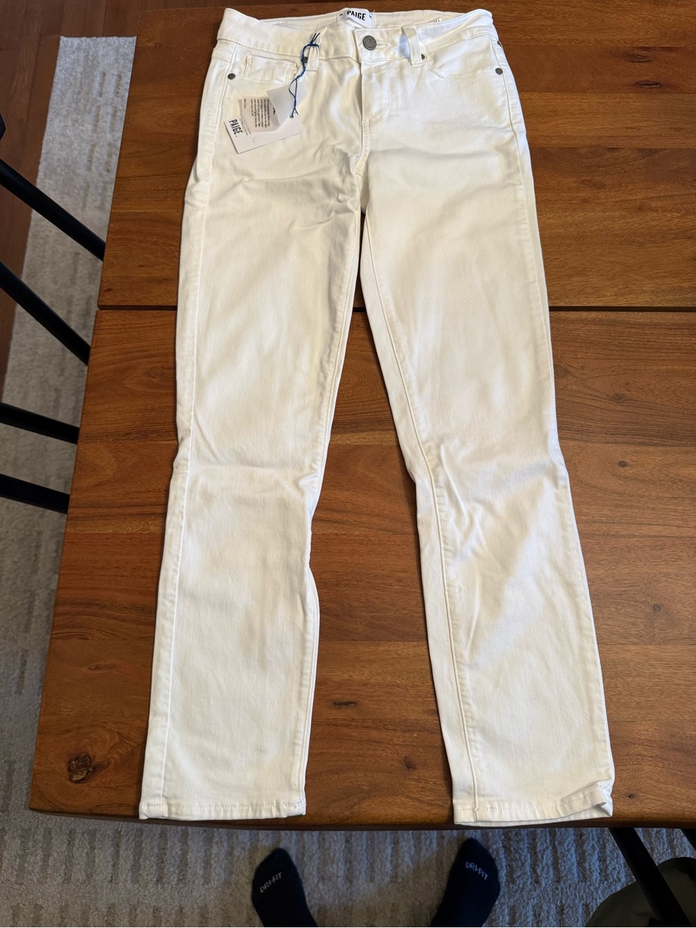 PAIGE Skyline Ankle Peg White Straight-Leg Jeans